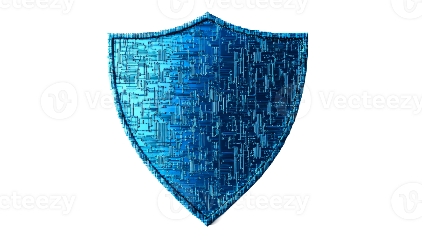 Digital Security Shield with Tech Circuitry Design, cut out transparent png