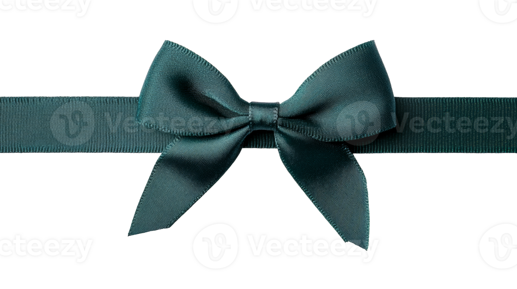 Bow of ribbon, teal color and design, gift concept , cut out transparent png