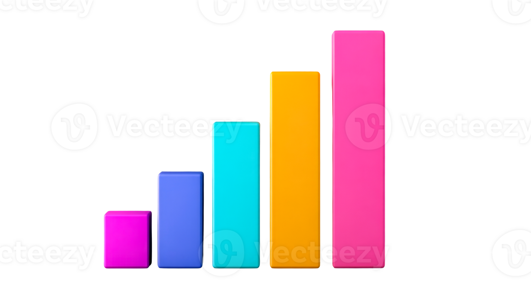 Colorful growth bar graph illustration, cut out transparent png