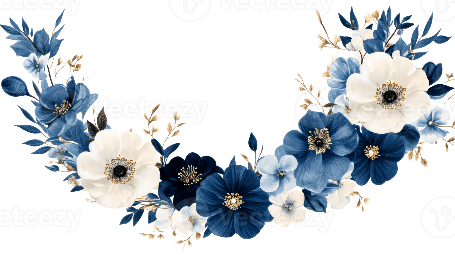 Floral Arrangement with Blue and White Flowers, cut out transparent png