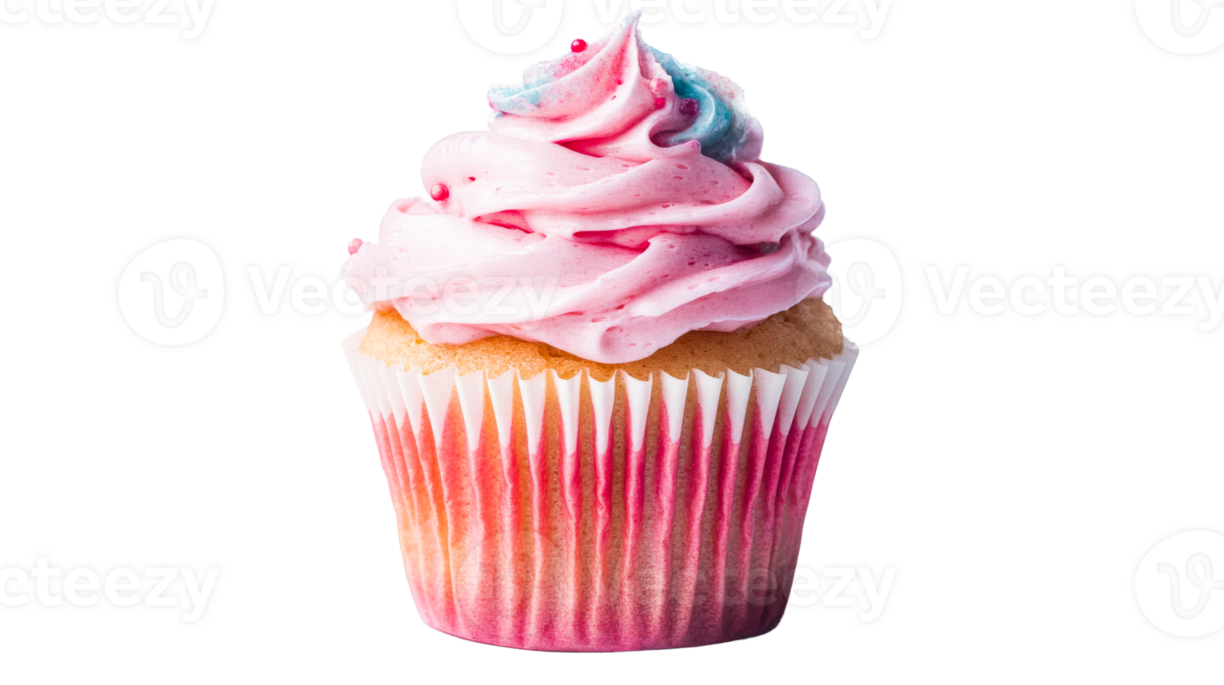 Delicious cupcake with pink frosting and sprinkles isolated , cut out transparent png