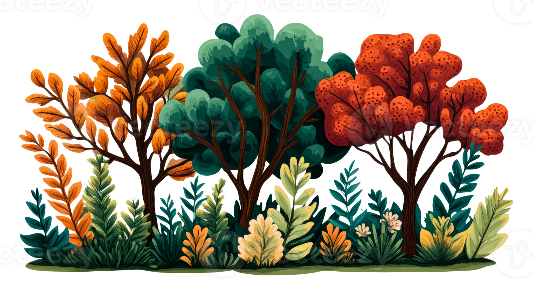 Forest in autumn tones, plant , cut out transparent png