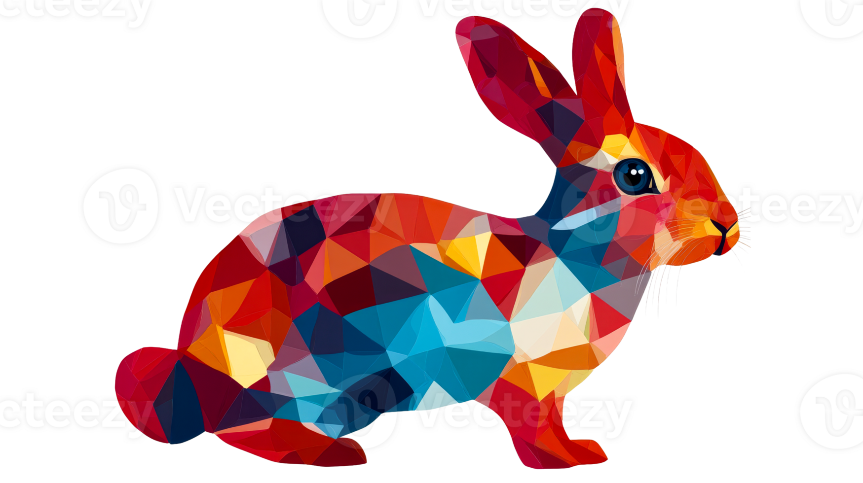 Geometric rabbit illustration in polygonal style , cut out transparent png