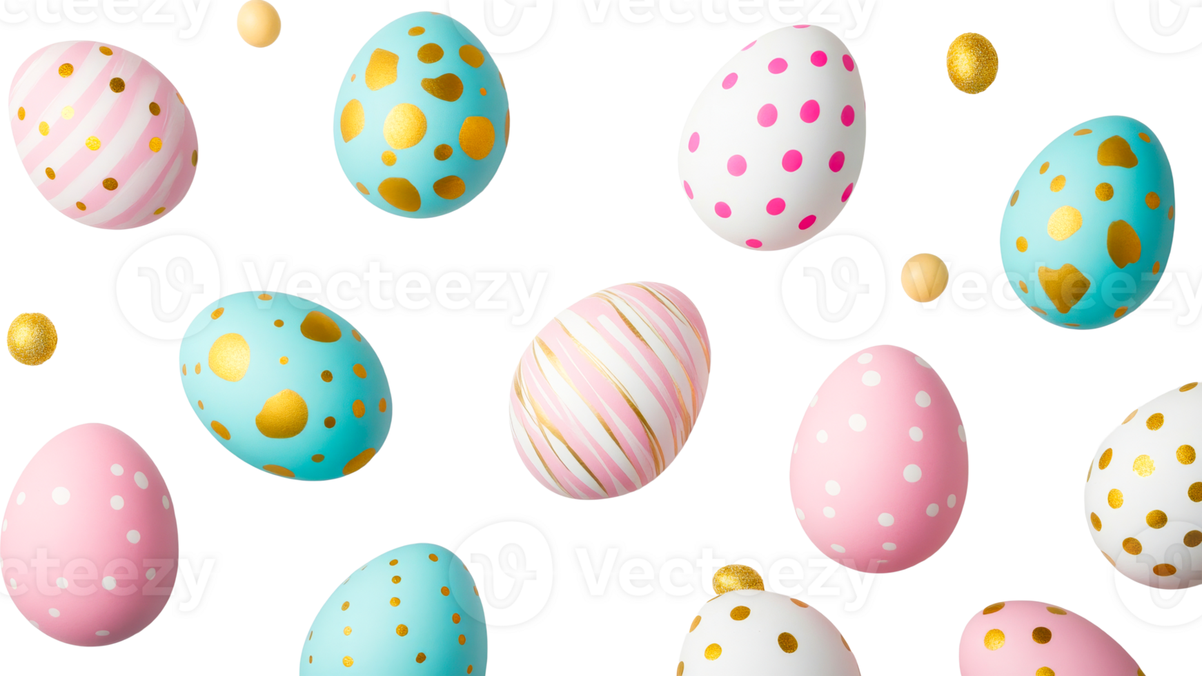 Easter egg pattern, colorful designs on black background, cut out transparent png