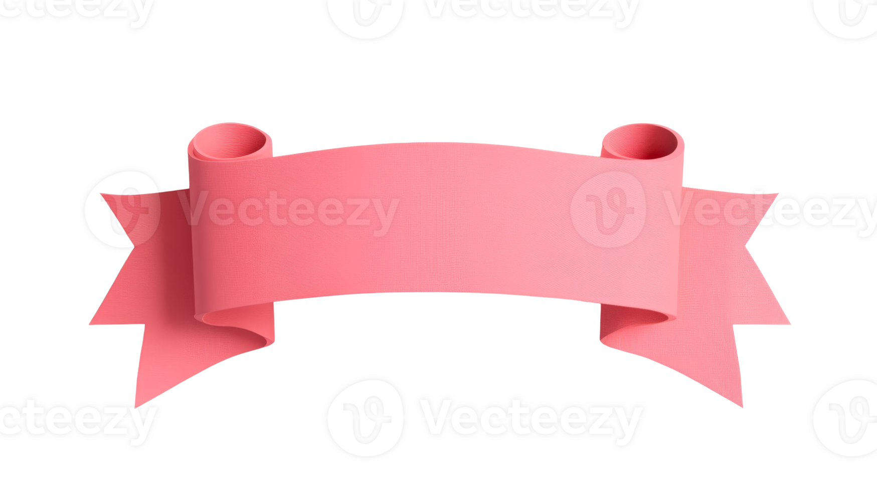 Decorative pink banner scroll, 3D render graphic design , cut out transparent png