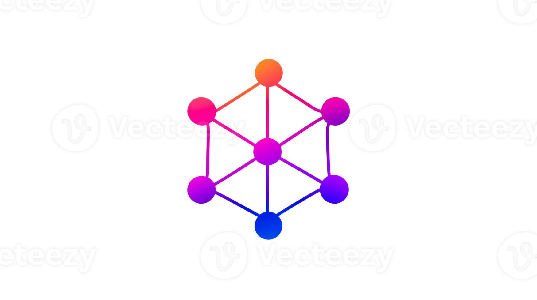 Colorful Molecular Structure on Black Background, cut out transparent png