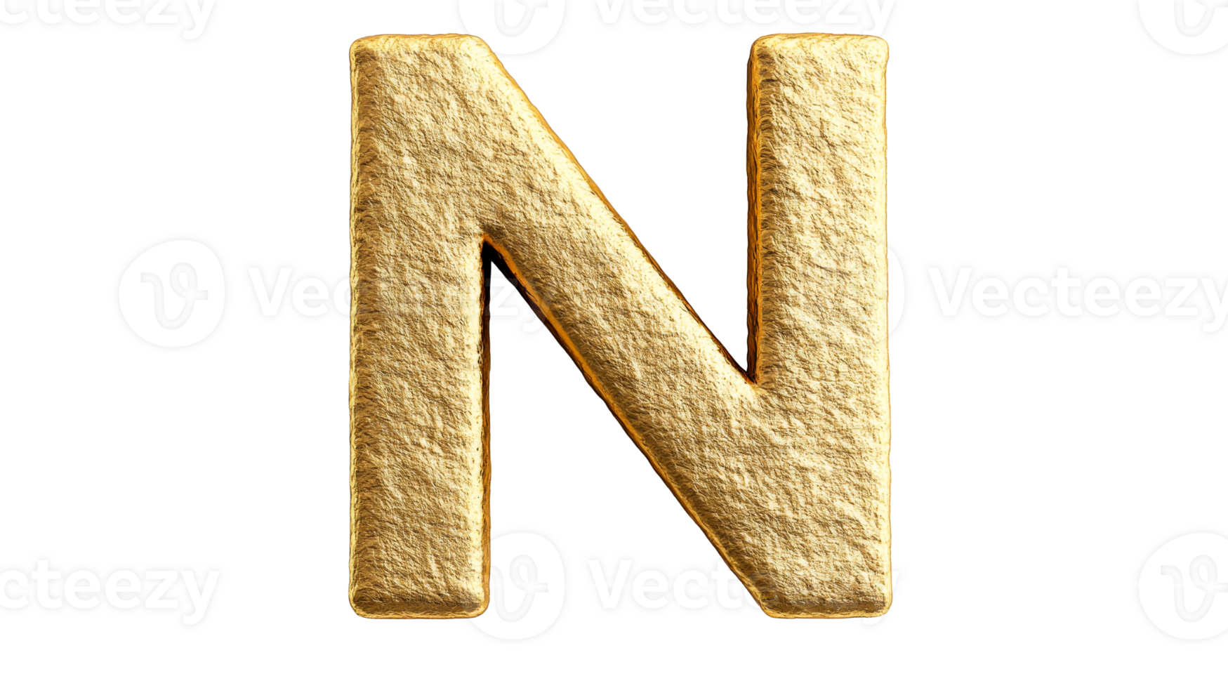 Letter N golden textured, font design, graphic resource, cut out transparent png
