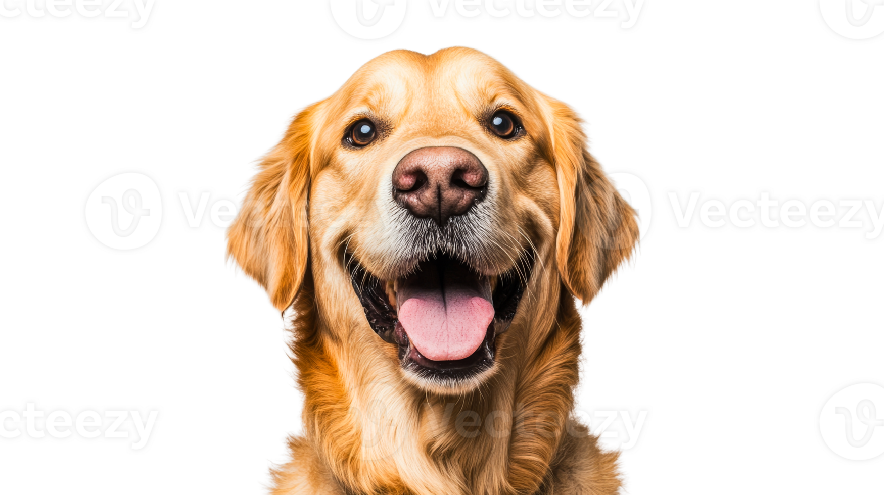Golden Retriever Portrait with a Happy Expression, cut out transparent png