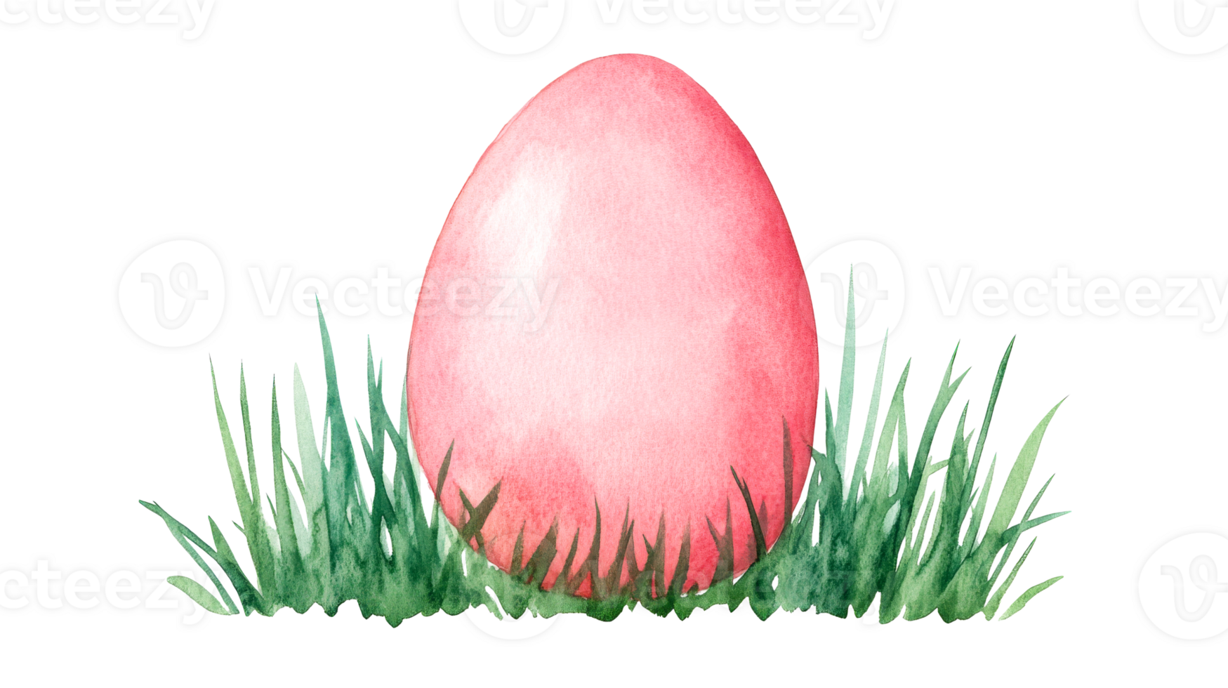 Easter Egg in Grass, Watercolor Illustration, Festive Holiday, cut out transparent png