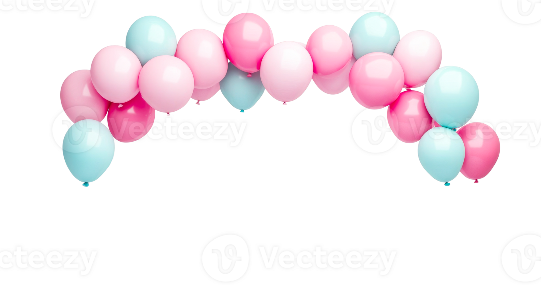 Festive arch of pink and blue balloons floating decor, cut out transparent png