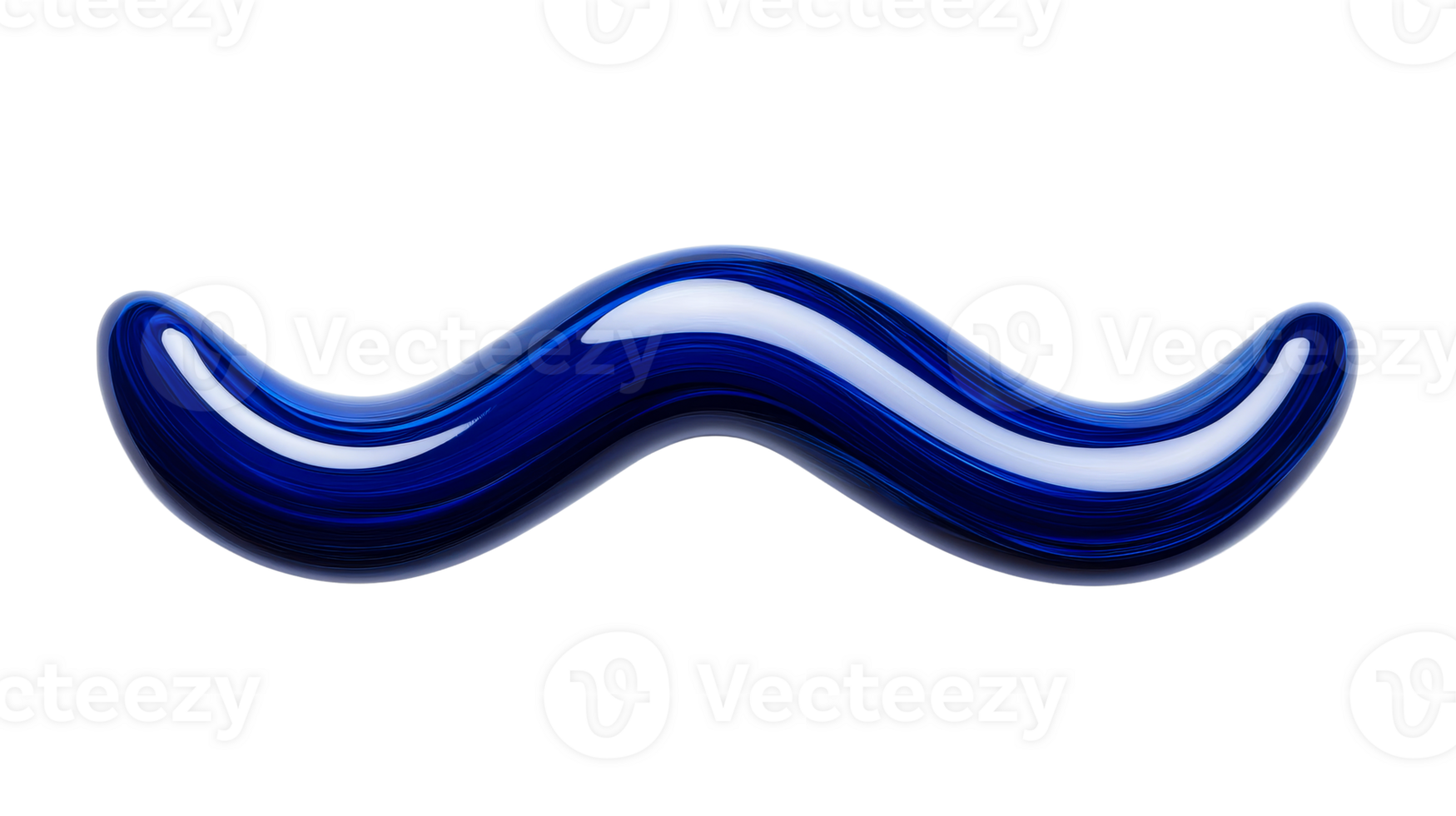 Blue wave with white stripe abstract design, cut out transparent png
