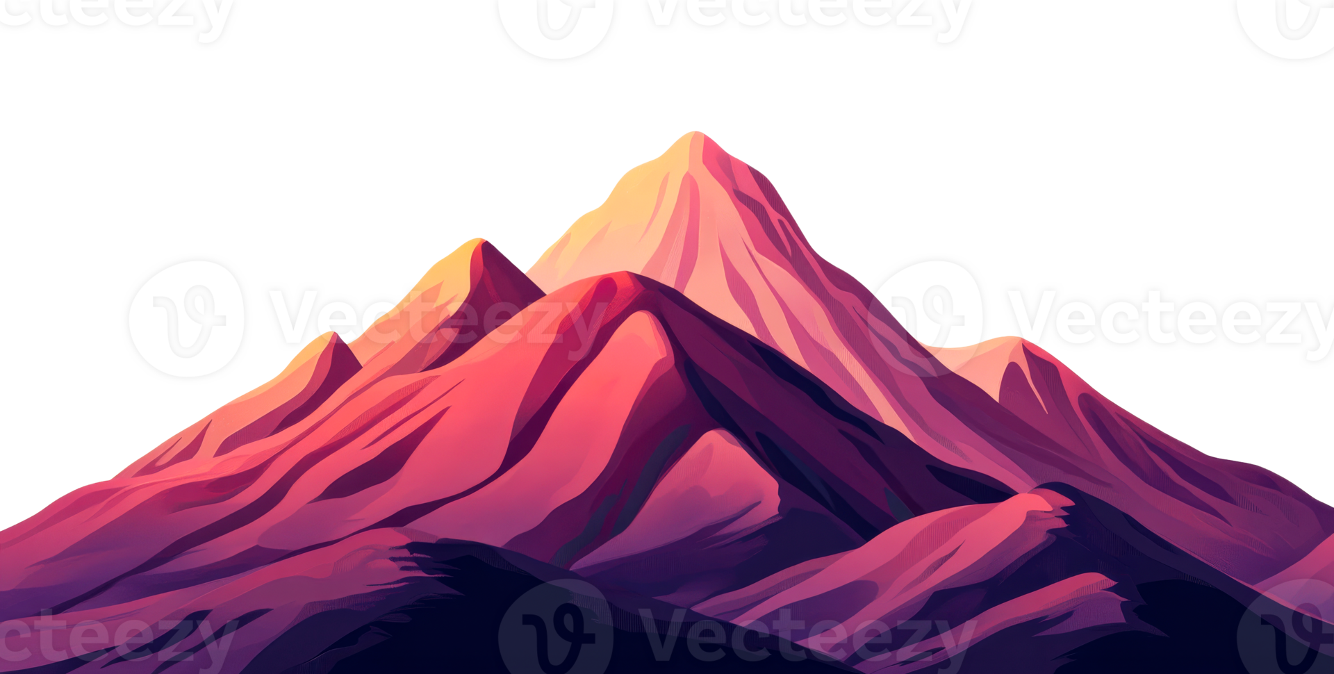 Mountain landscape painting, artistic rendering of peaks, cut out transparent png