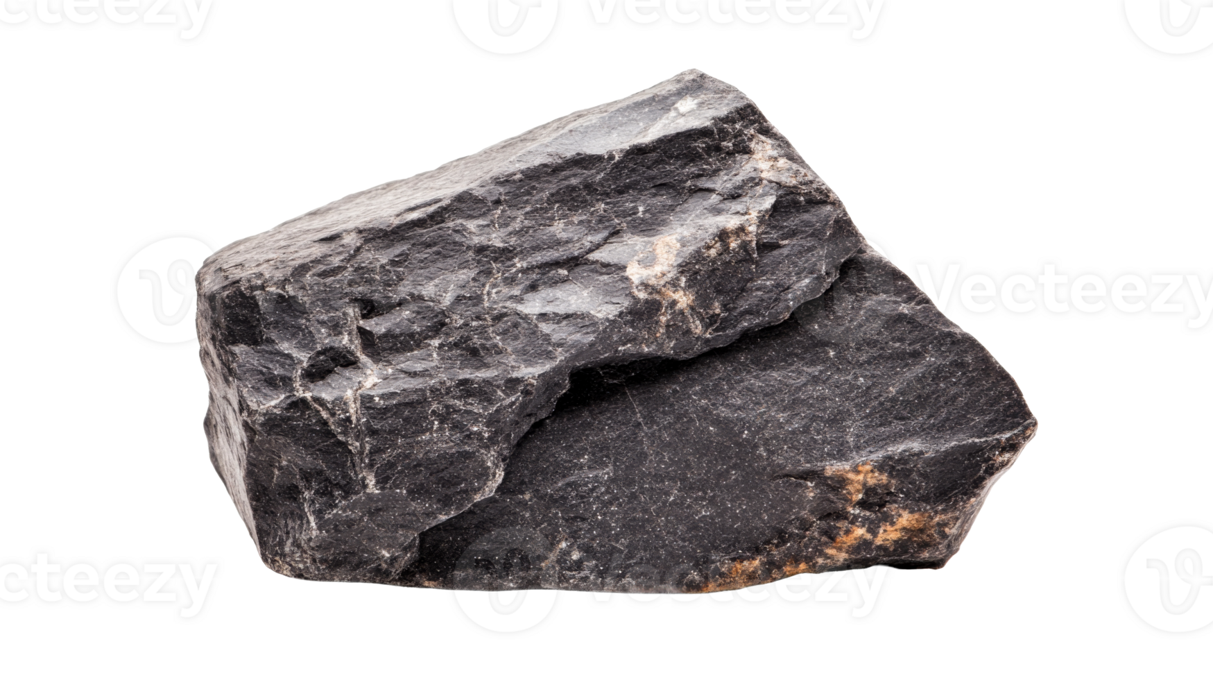Dark rock formation with rough texture, minerals , cut out transparent png