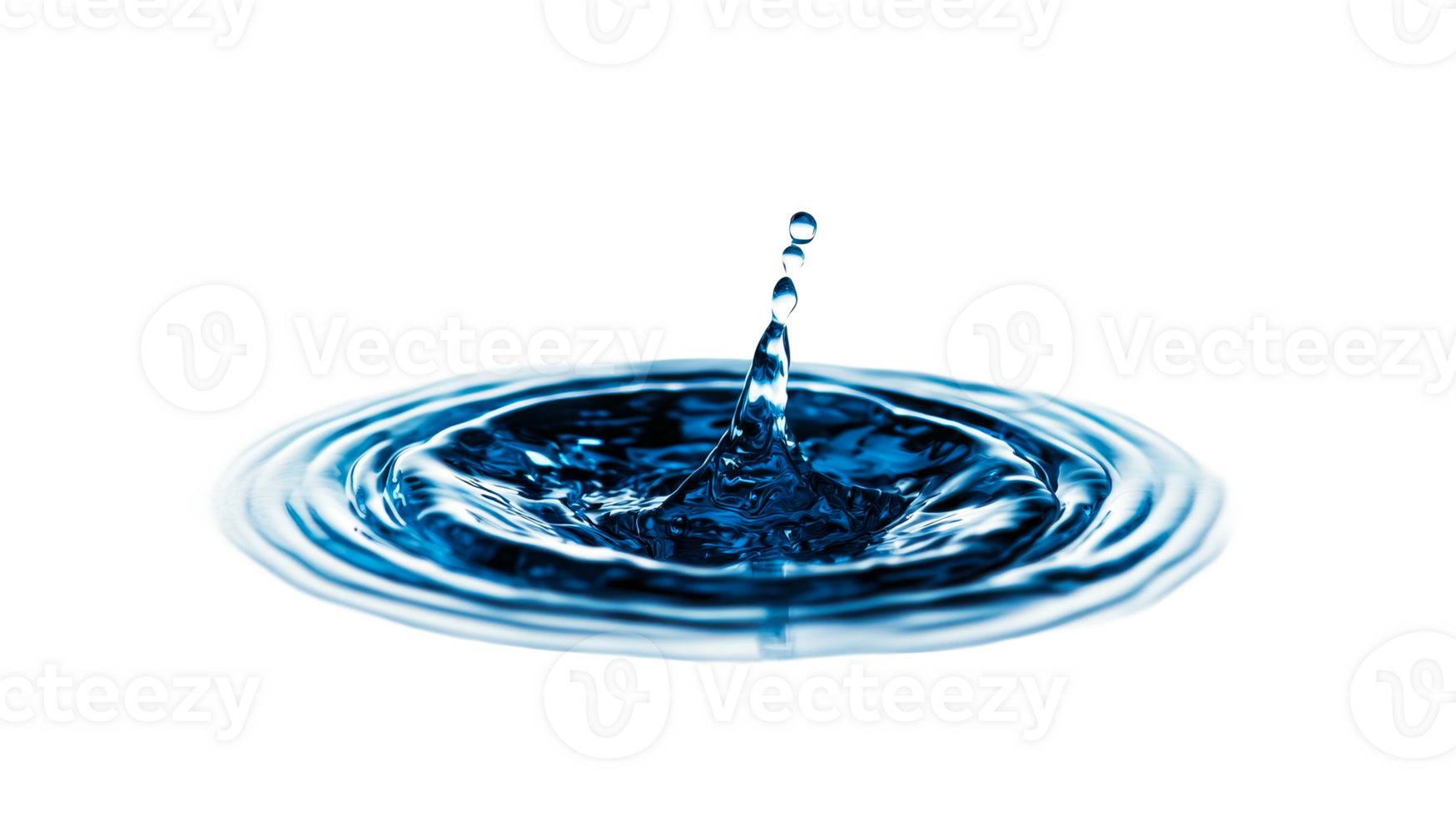 Water drop collision with ripples, cut out transparent png