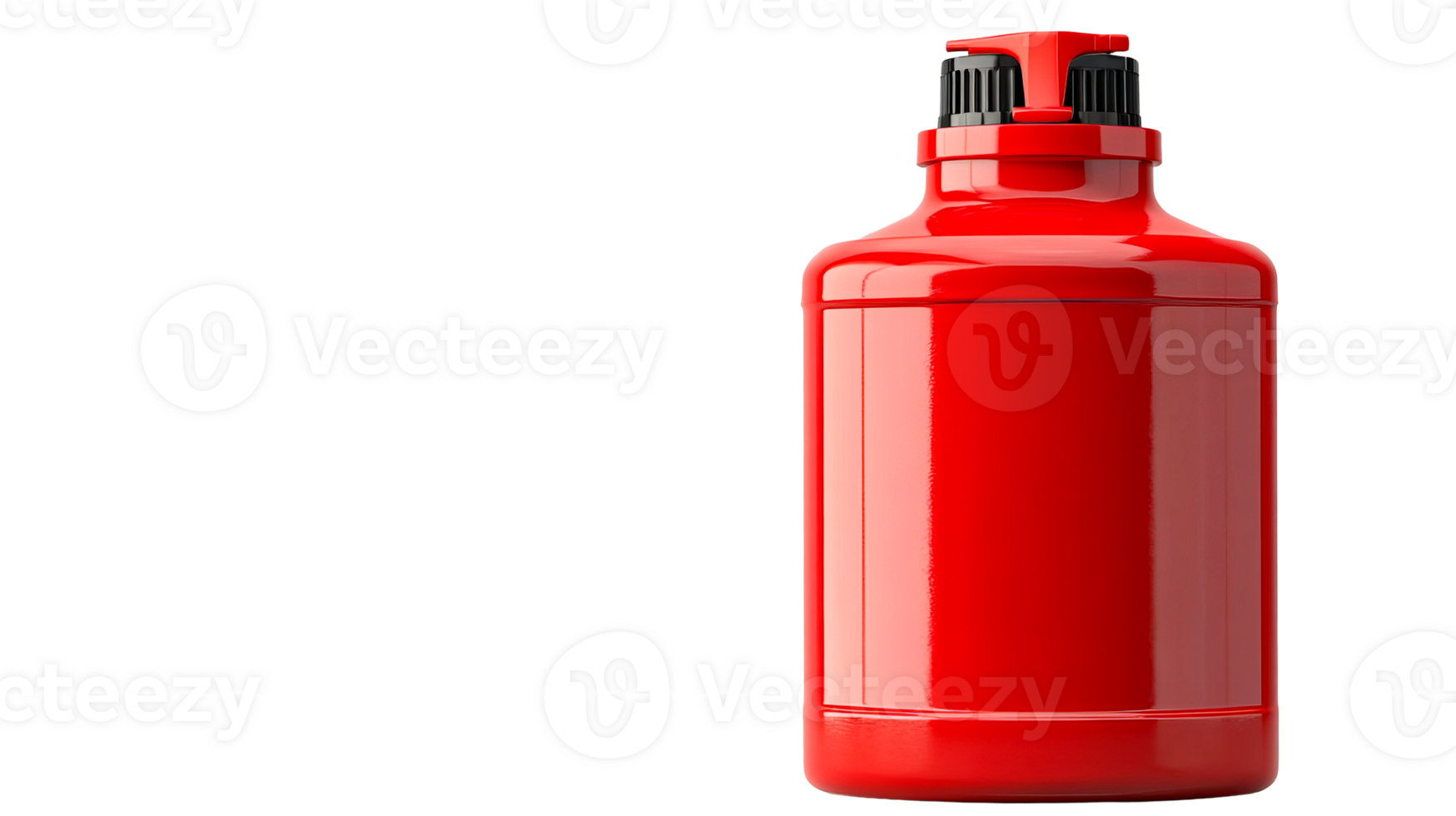 Red pump bottle with dispenser, glossy, hygiene product, cut out transparent png
