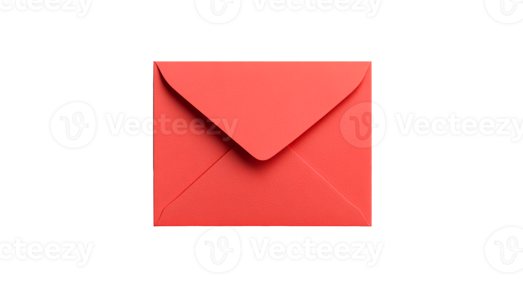 Closed red envelope isolated on black, cut out transparent png