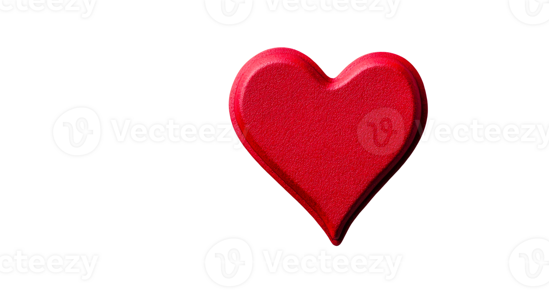 Red, textured heart with volumetric effect, on a black background, cut out transparent png