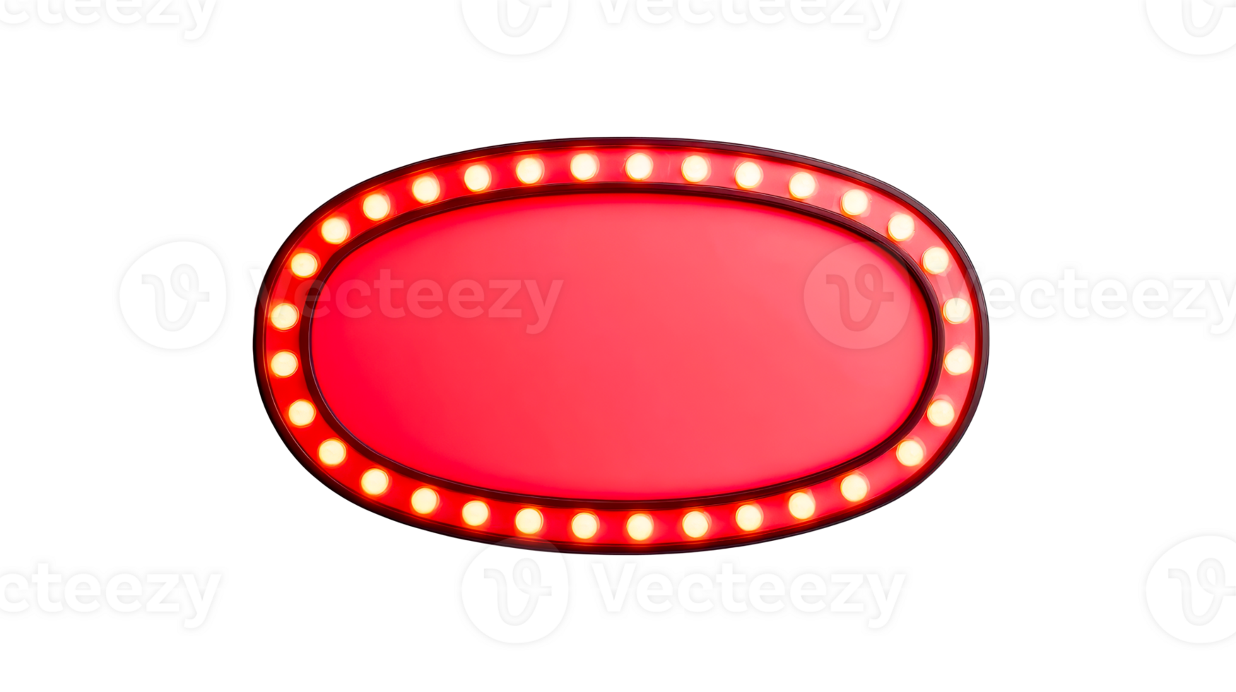 Retro red marquee with illuminated lights, stage sign, cut out transparent png