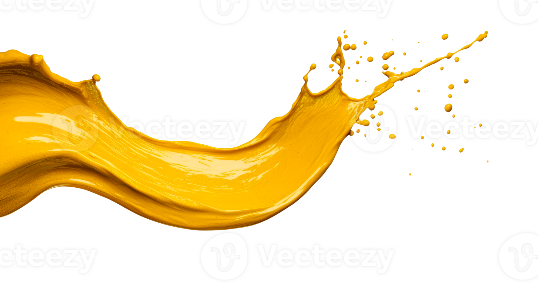 Yellow paint splash motion design, vibrant color flow, art creation, cut out transparent png