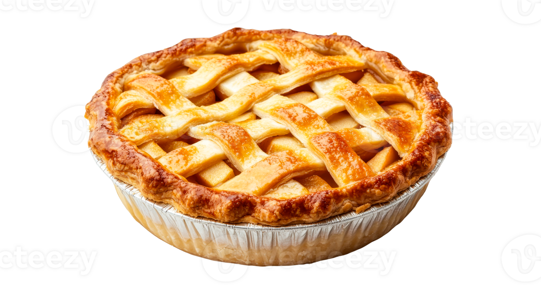 Fresh apple pie dessert with lattice crust, delicious, cut out transparent png