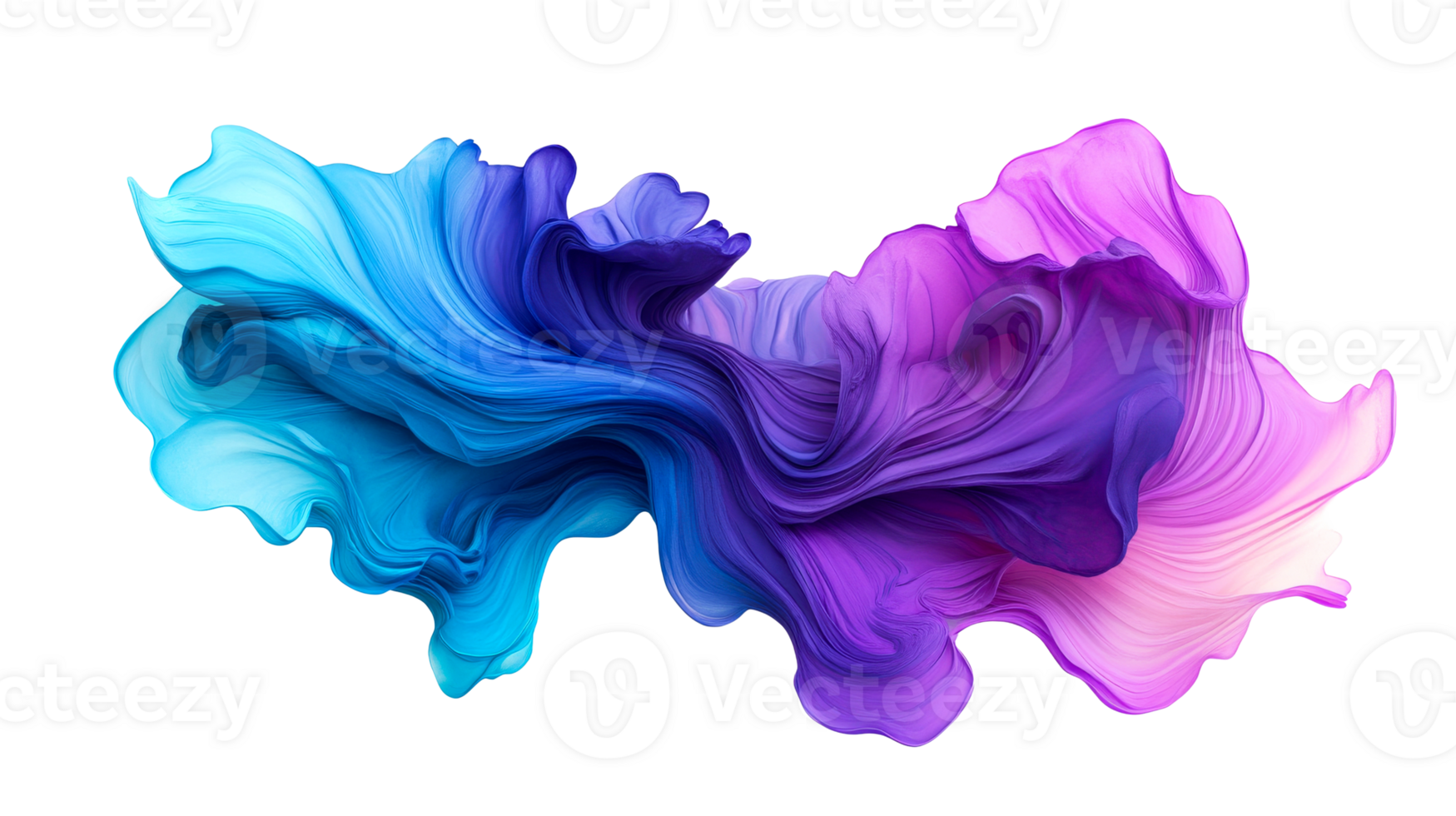 Fluid abstract shape with gradient color transition, cut out transparent png