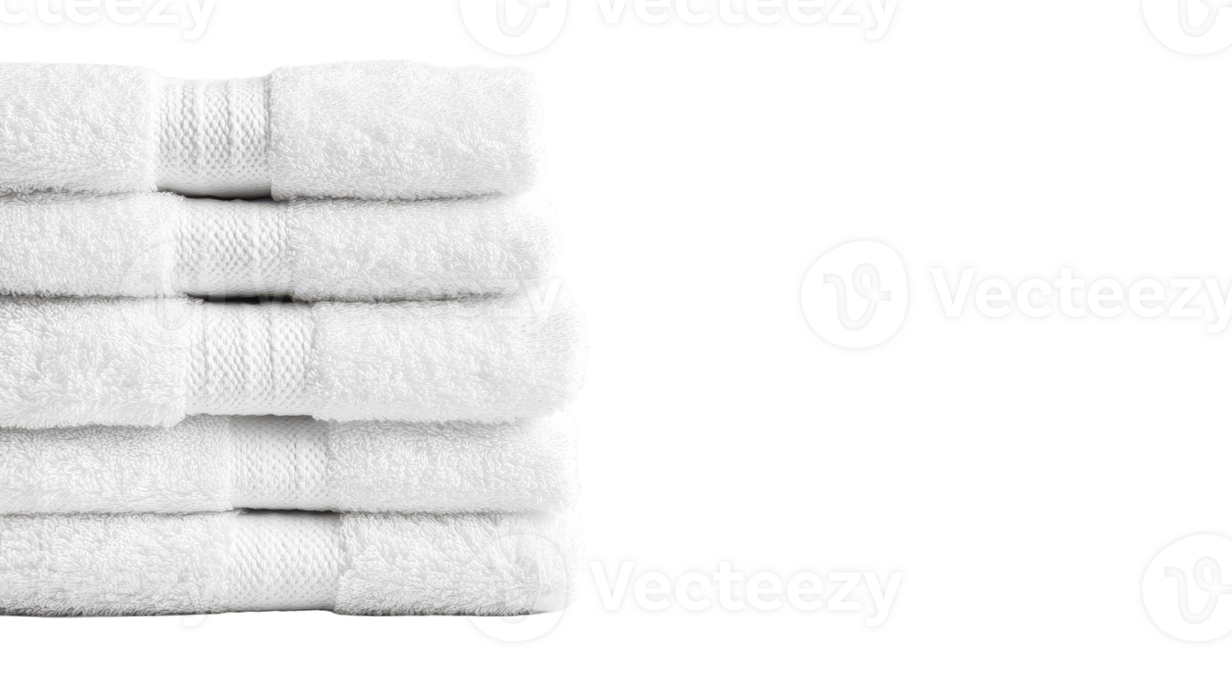 Stack of white towels, soft and fluffy material ,cut out transparent png