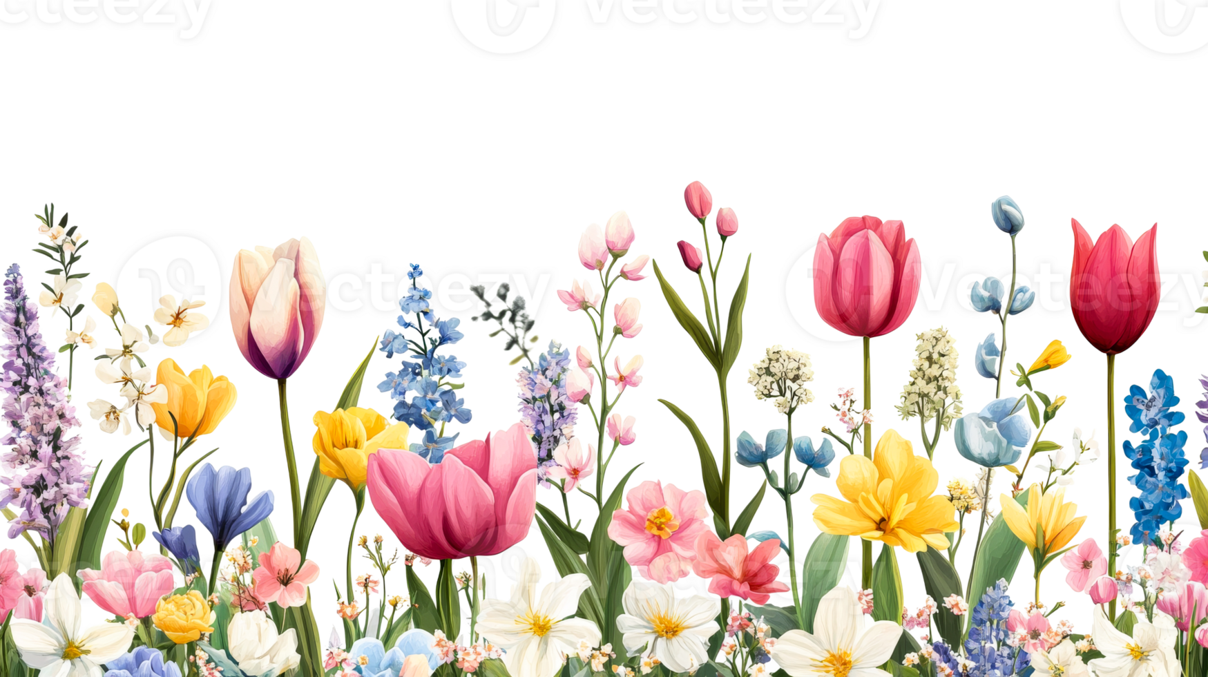 Blooming spring wildflowers arrangement, botanical illustration, cut out transparent png