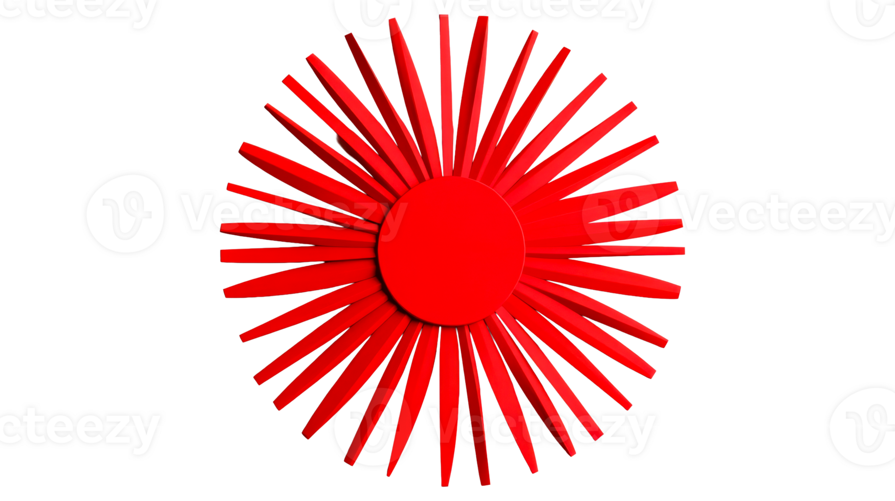 3D Render of Red Radial Object on Black Background, cut out transparent png