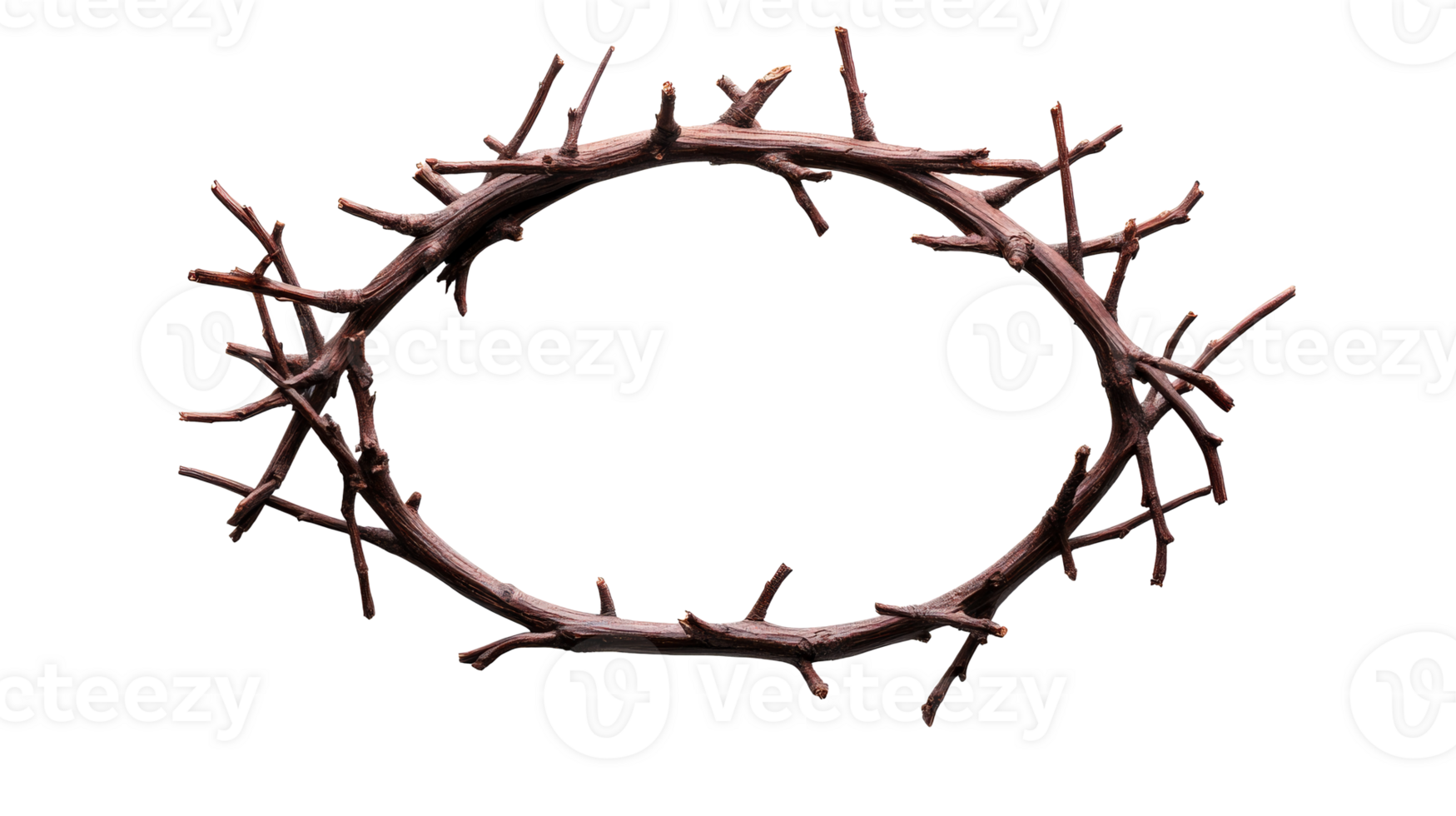 Crown of thorns woven from branches, religious artifact, cut out transparent png