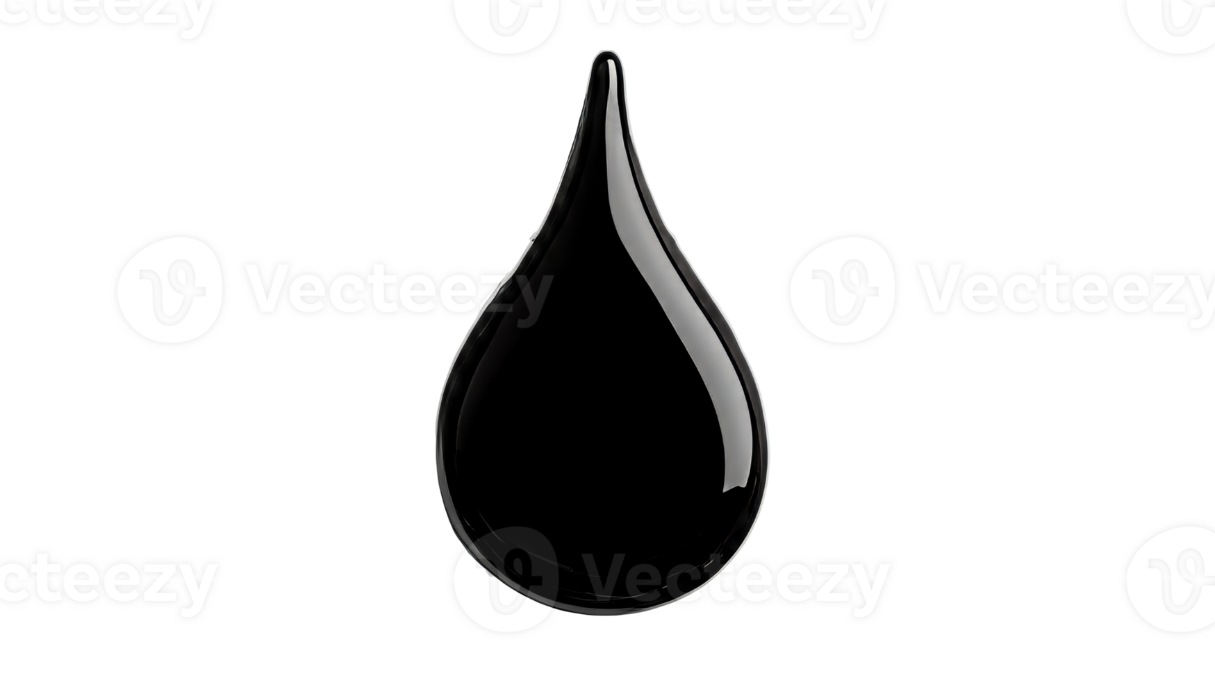 Black liquid drop with a glossy finish on a transparent background png