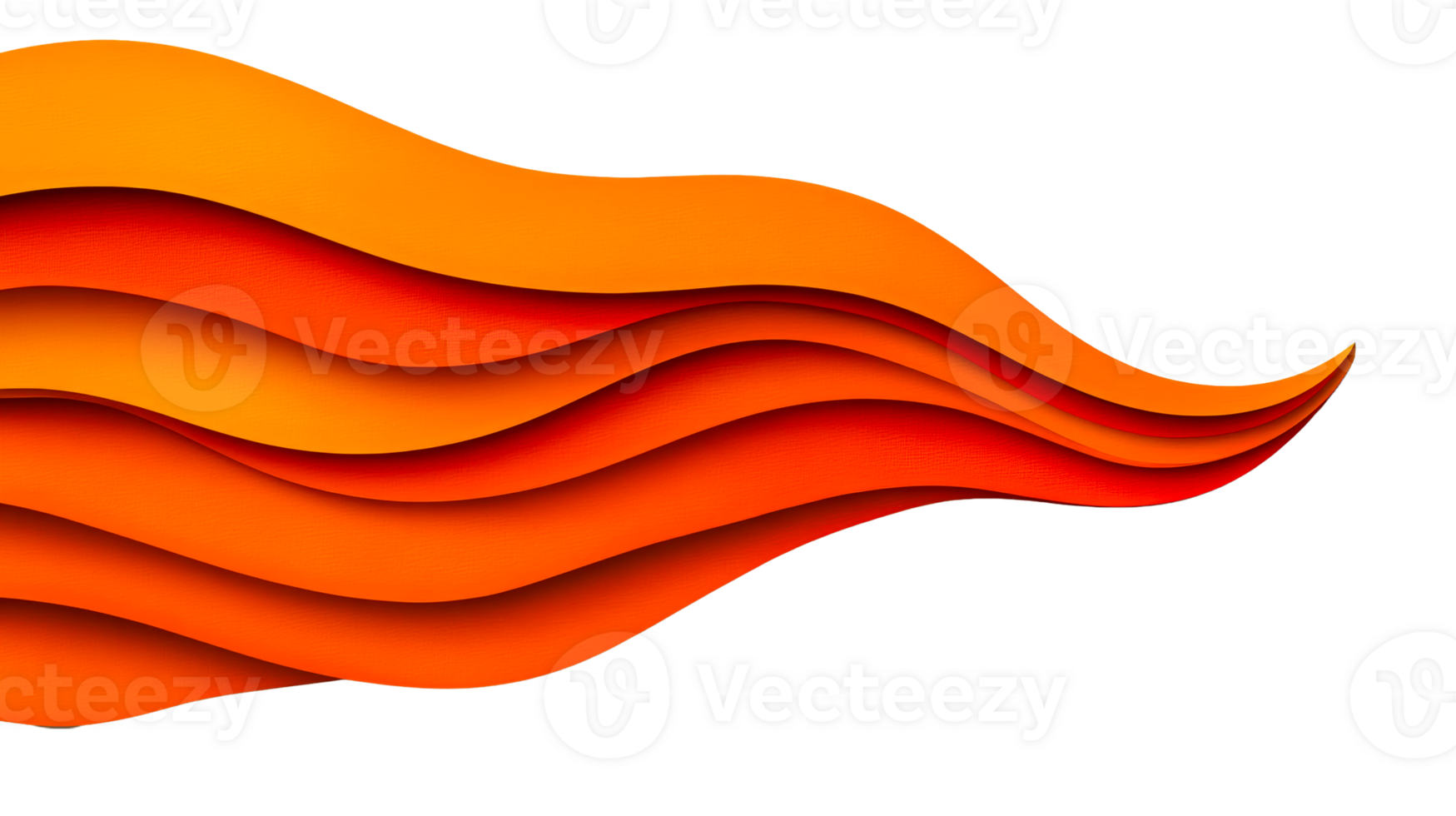 Abstract orange and red wave design on transparent background png