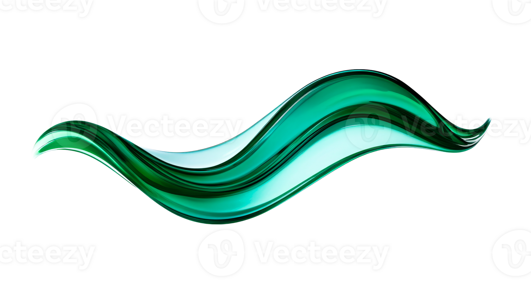 Green wave shaped decorative element for modern designs png