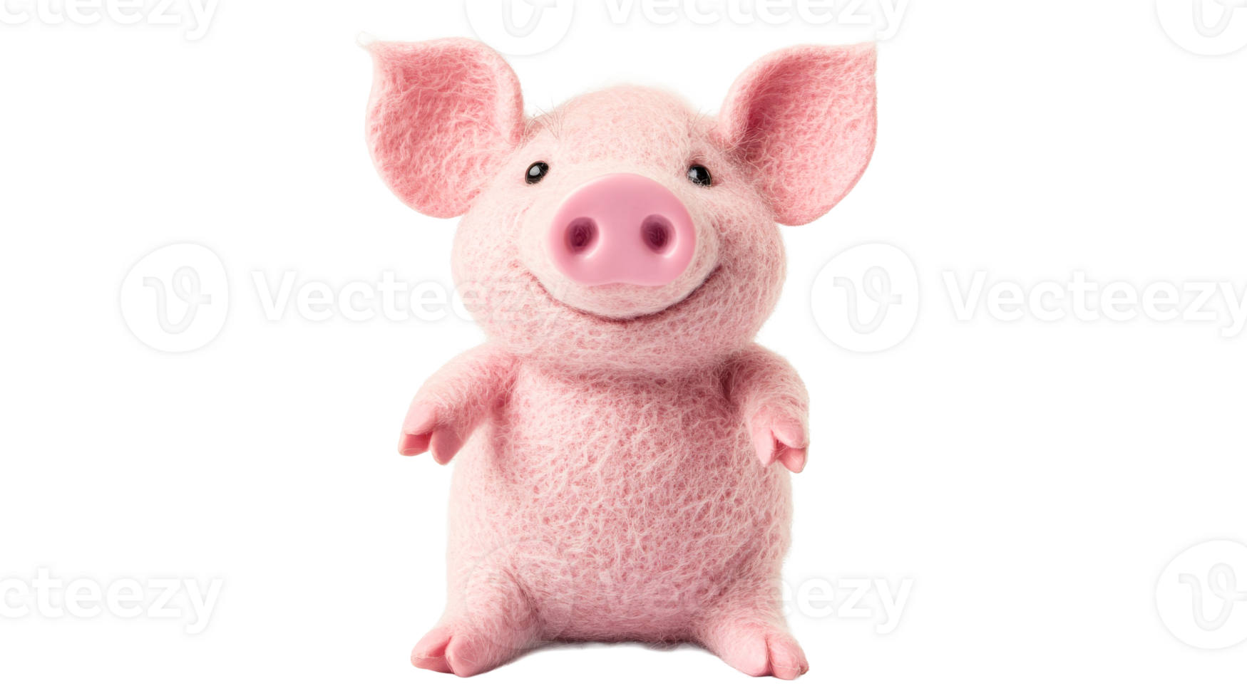 Cute pink piglet with fluffy texture smiling happily png