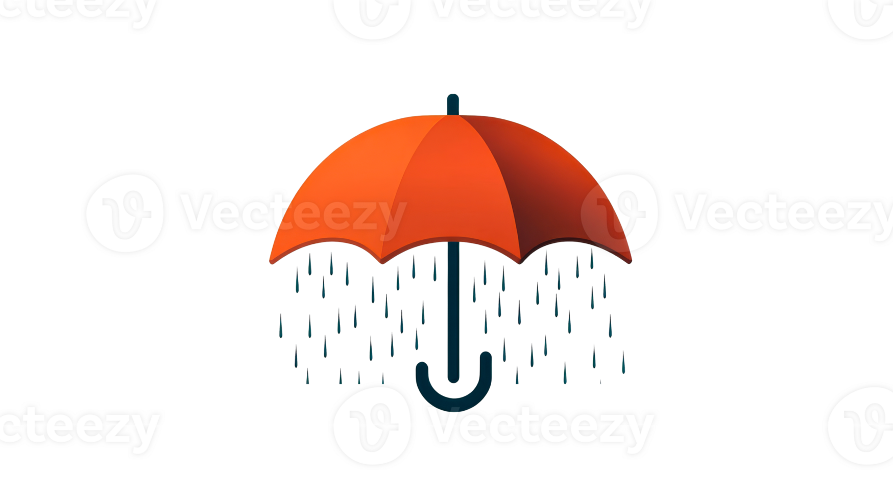 Orange umbrella with rain droplets on a transparent background png