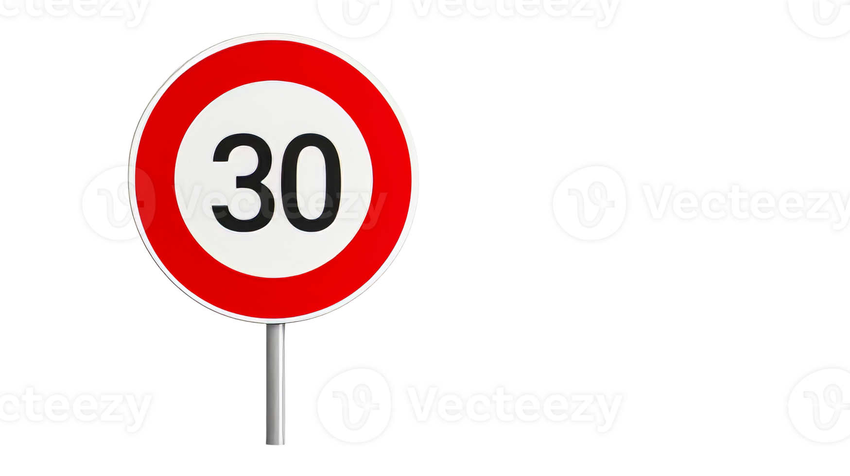 Speed limit sign indicating 30 kilometers per hour near road png