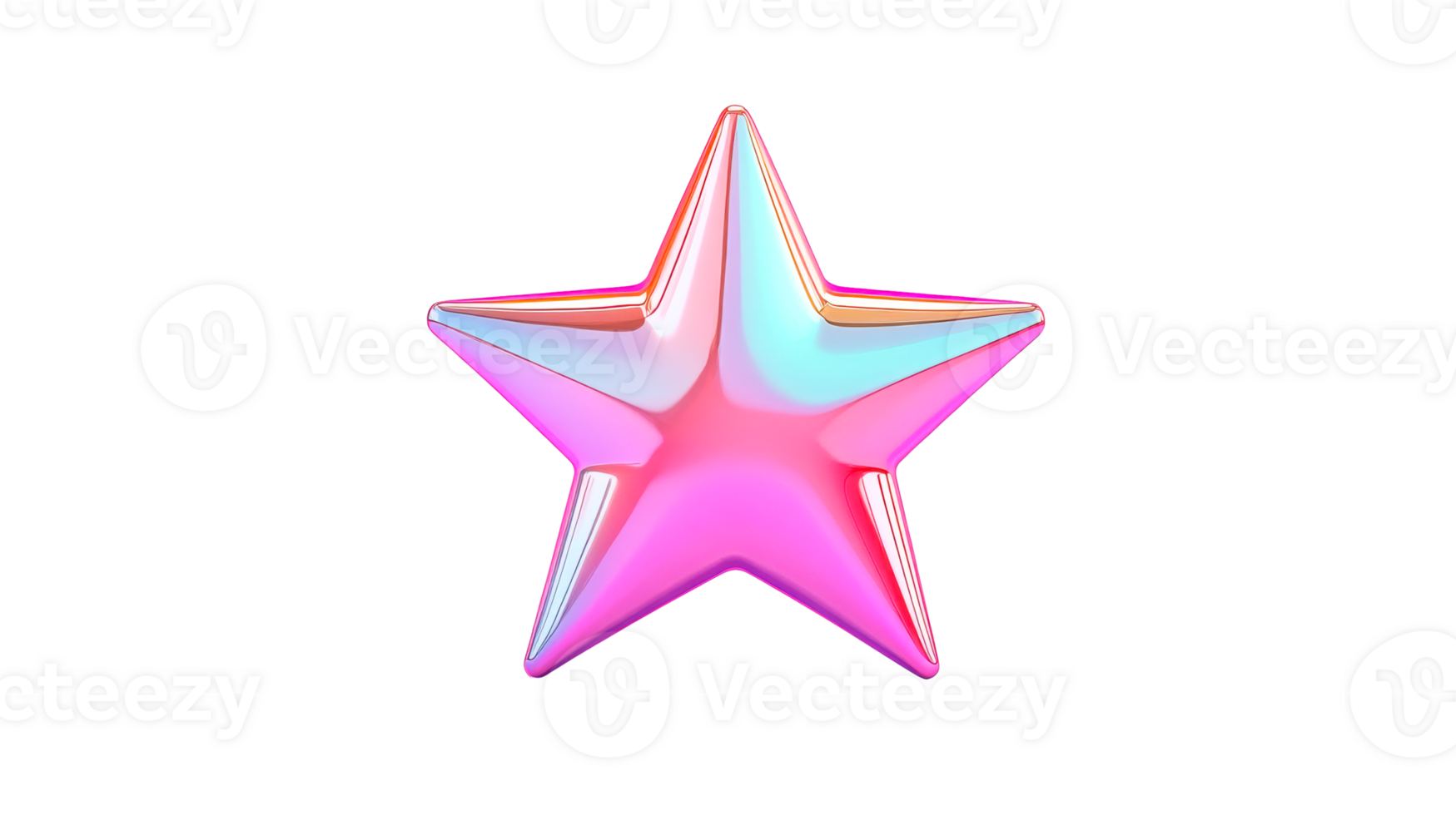 Shiny star design with shimmering colors on transparent bg png