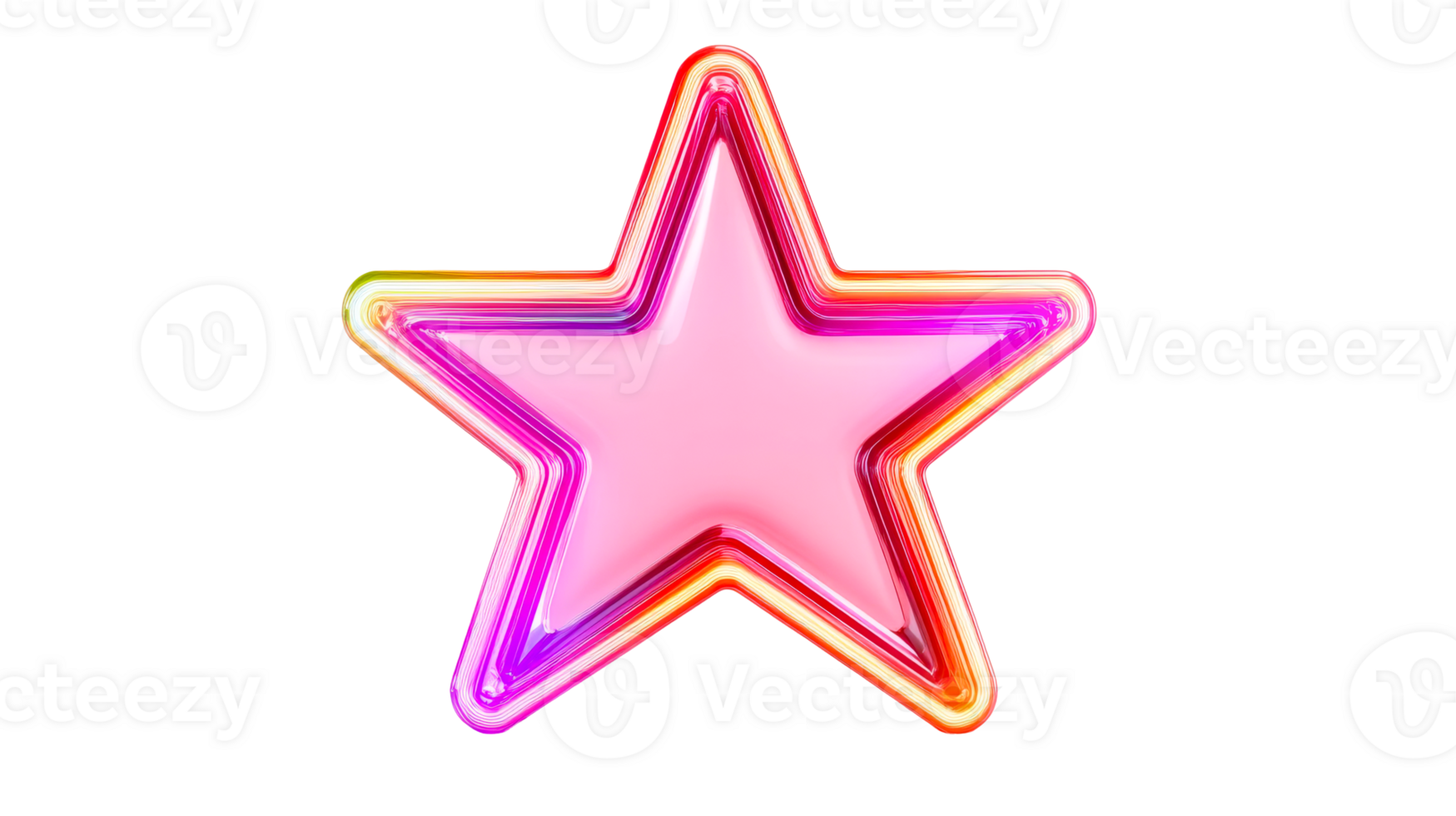 Colorful star shape with translucent edges on a transparent background png