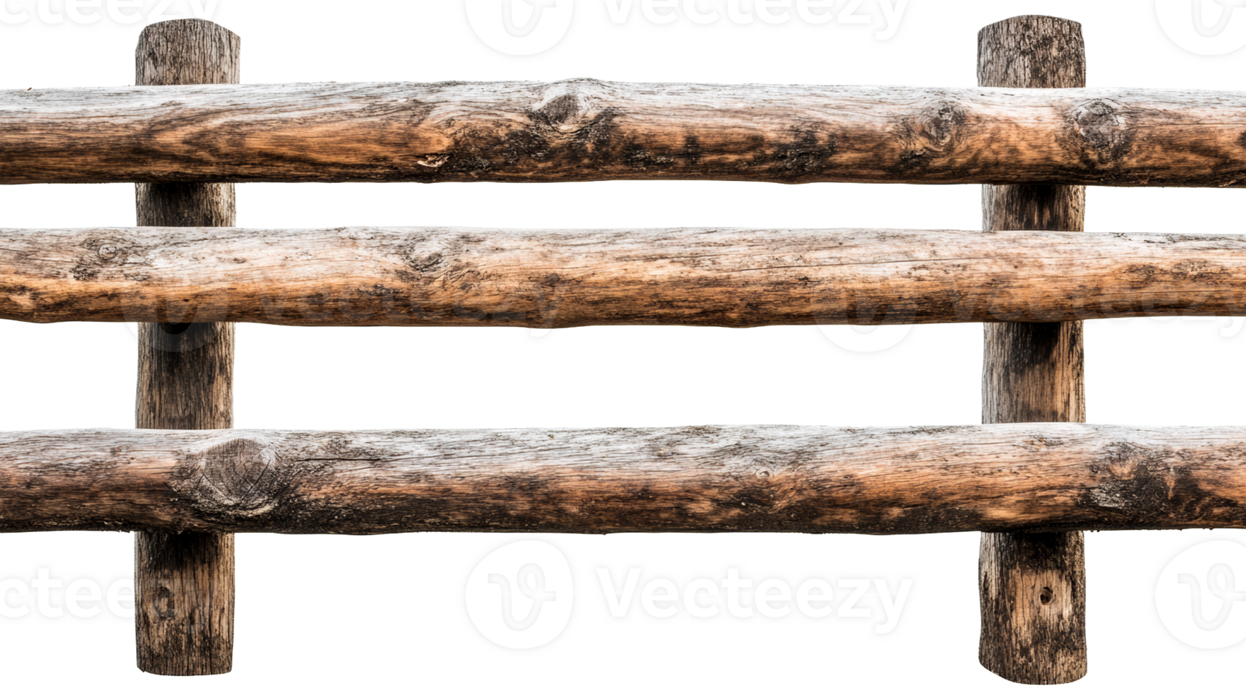 Rustic wooden fence with a transparent background for design use png