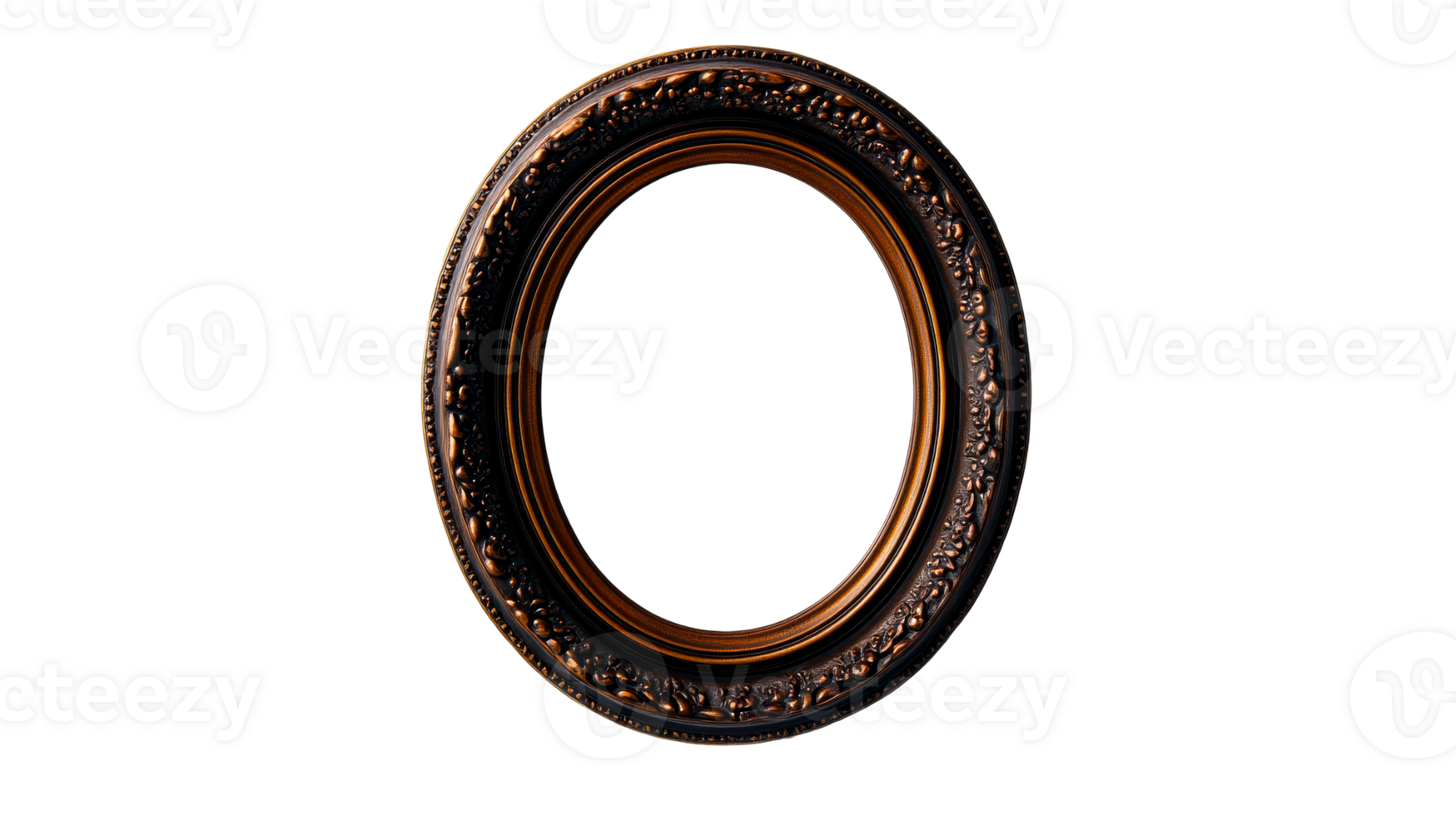 Ornate vintage oval frame with intricate detailing and no background png