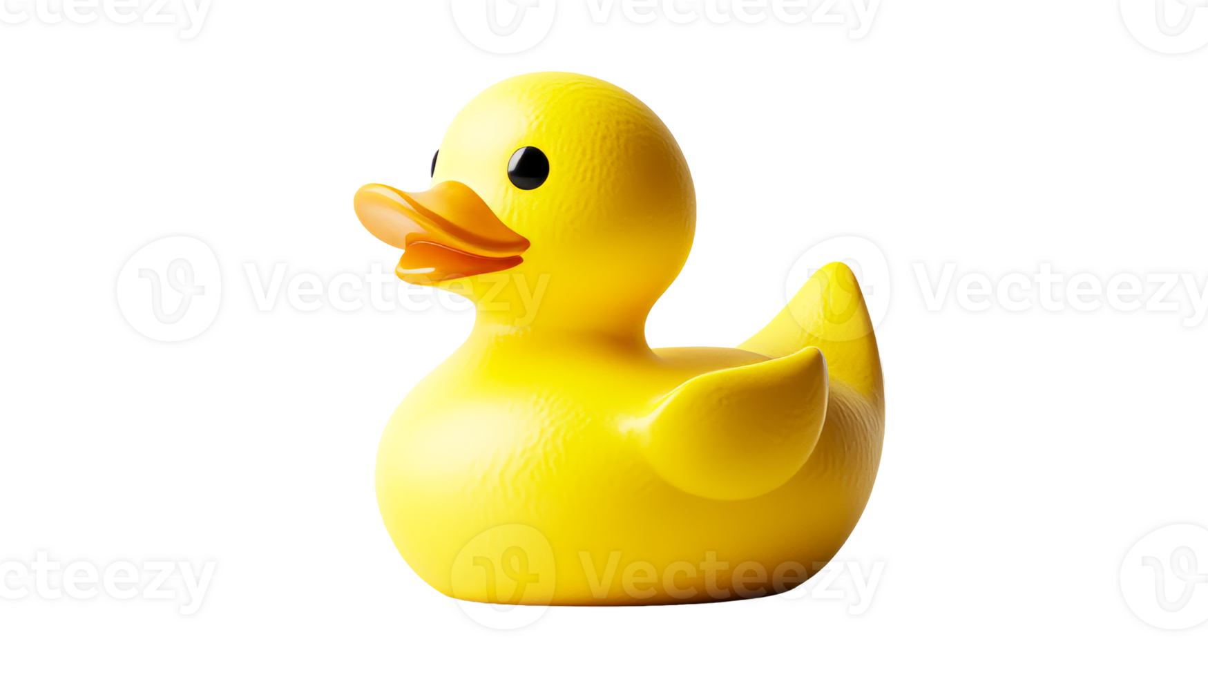 Cute Yellow Rubber Duck on Black Background, cut out transparent png