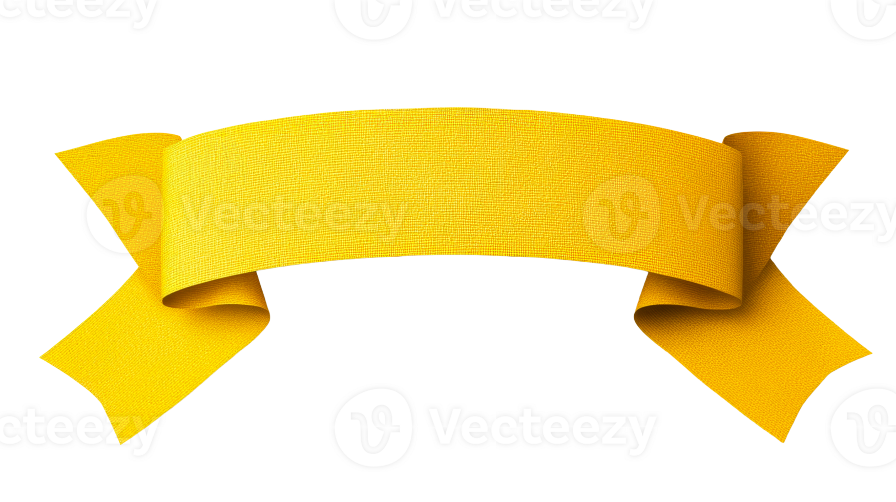 Bright yellow ribbon banner on transparent background for celebration png