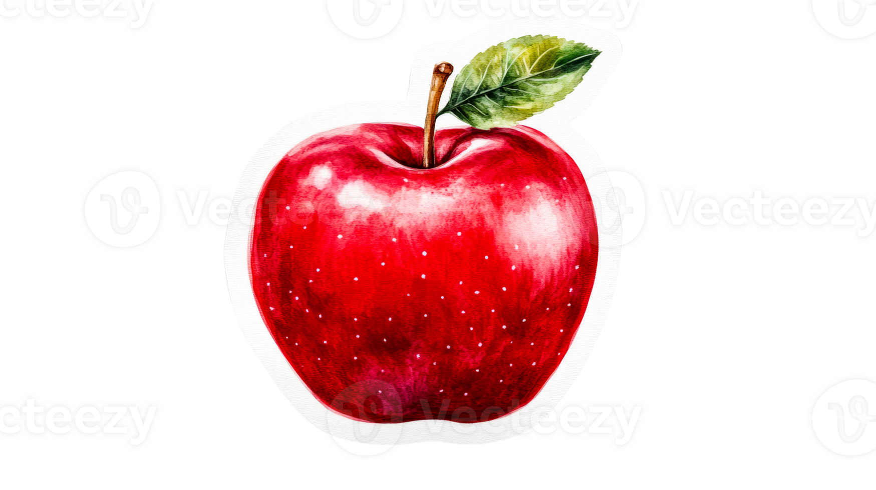 Red Apple, watercolor illustration, sticker, freshness, vitamin, cut out transparent png