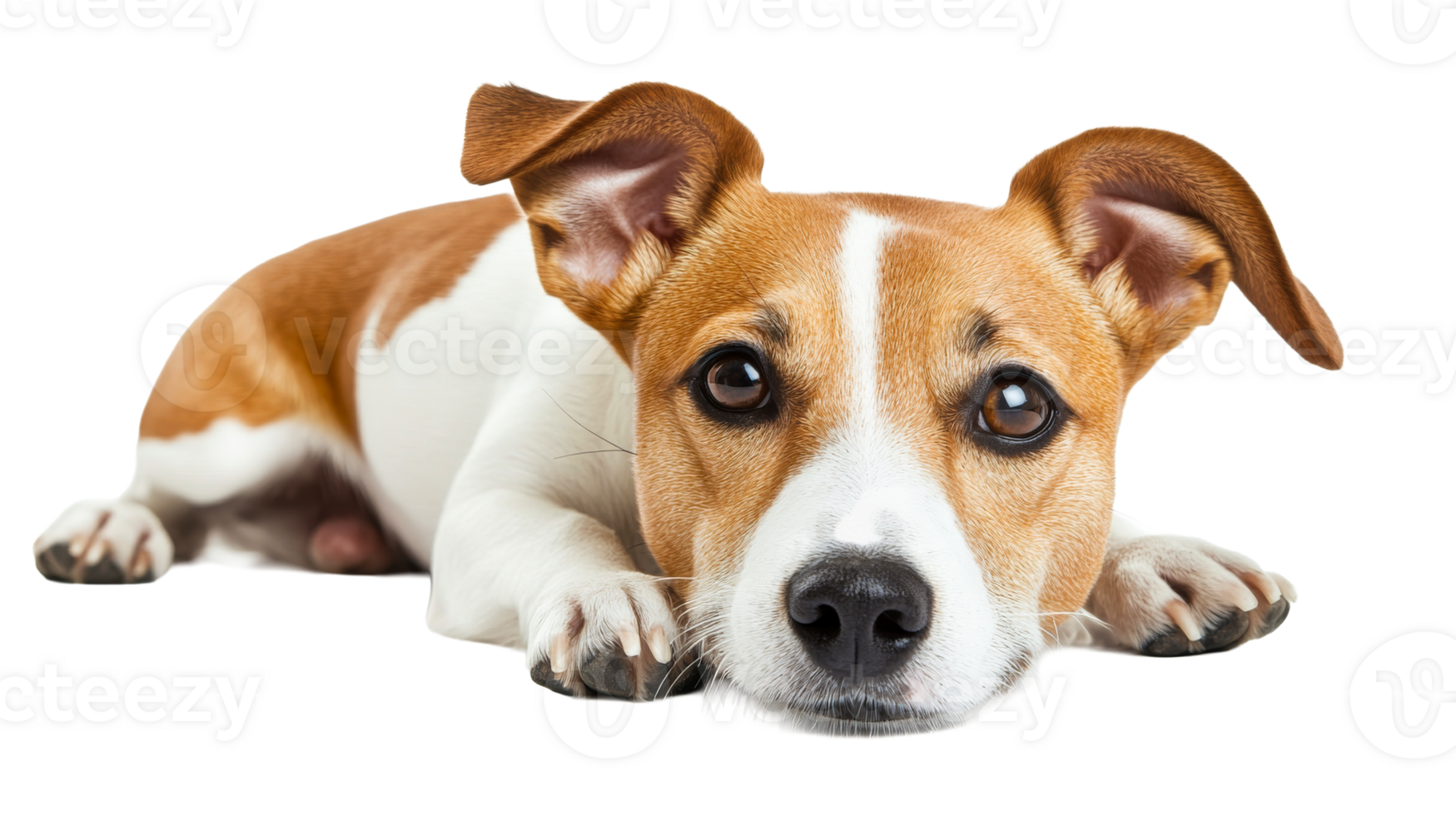 Adorable Jack Russell Terrier Puppy with Brown and White Fur, cut out transparent png