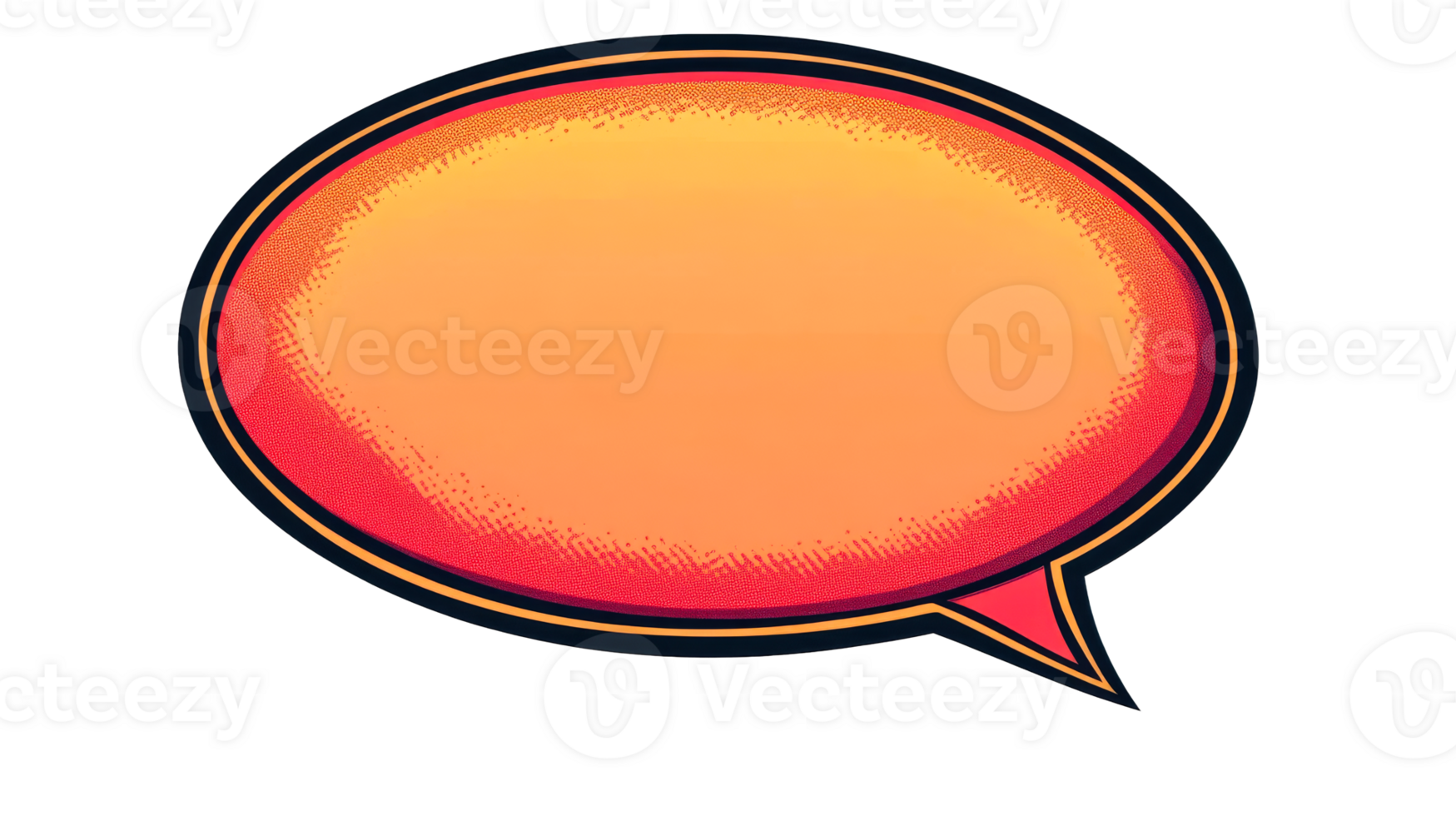 Orange speech bubble illustration for web and print design, cut out transparent png