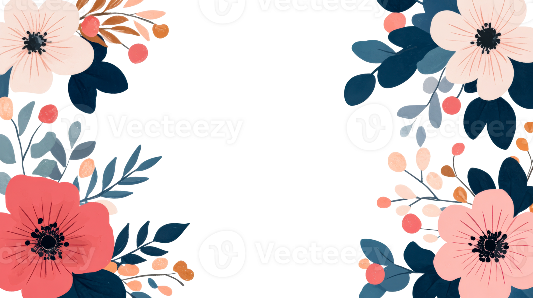 Floral arrangement with blossom and leaves, cutout transparent png