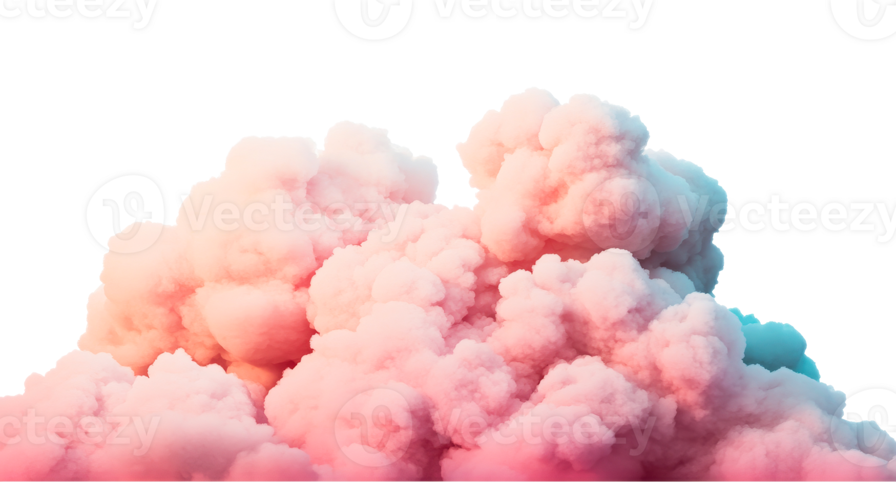 Colorful fantasy cloudscape with pink and blue hues, cut out transparent png