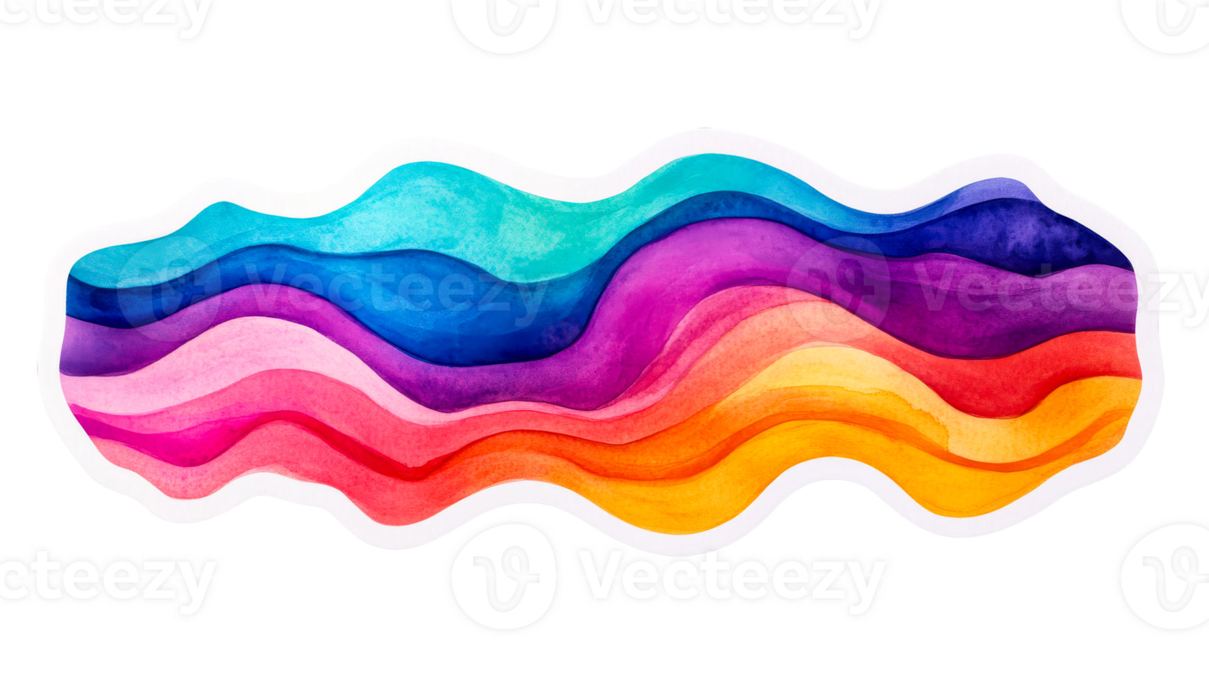 Watercolor rainbow wave, art, gradient colors, cut out transparent png