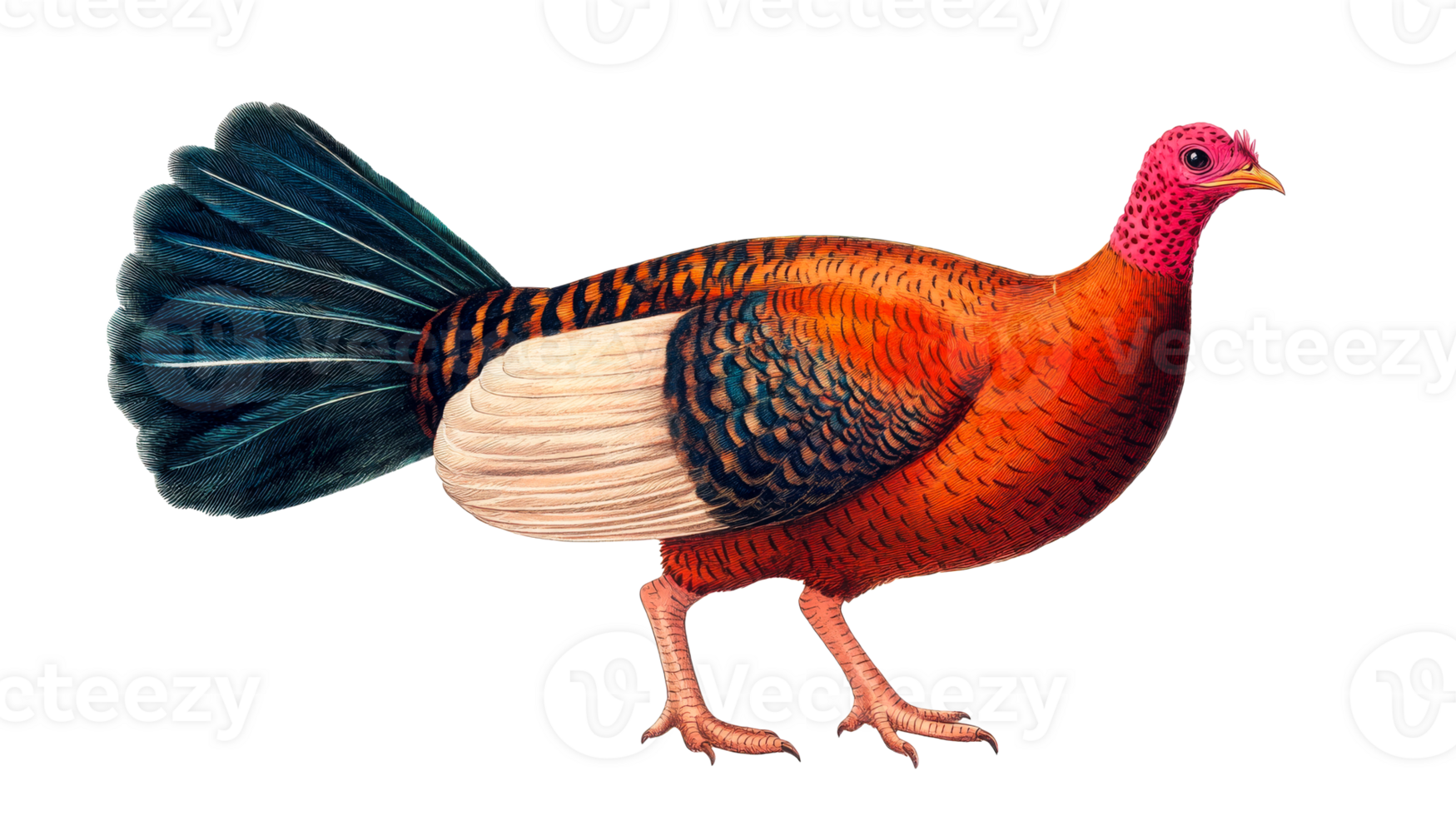 Bright Detailed Turkey Illustration in Full Color, cut out transparent png