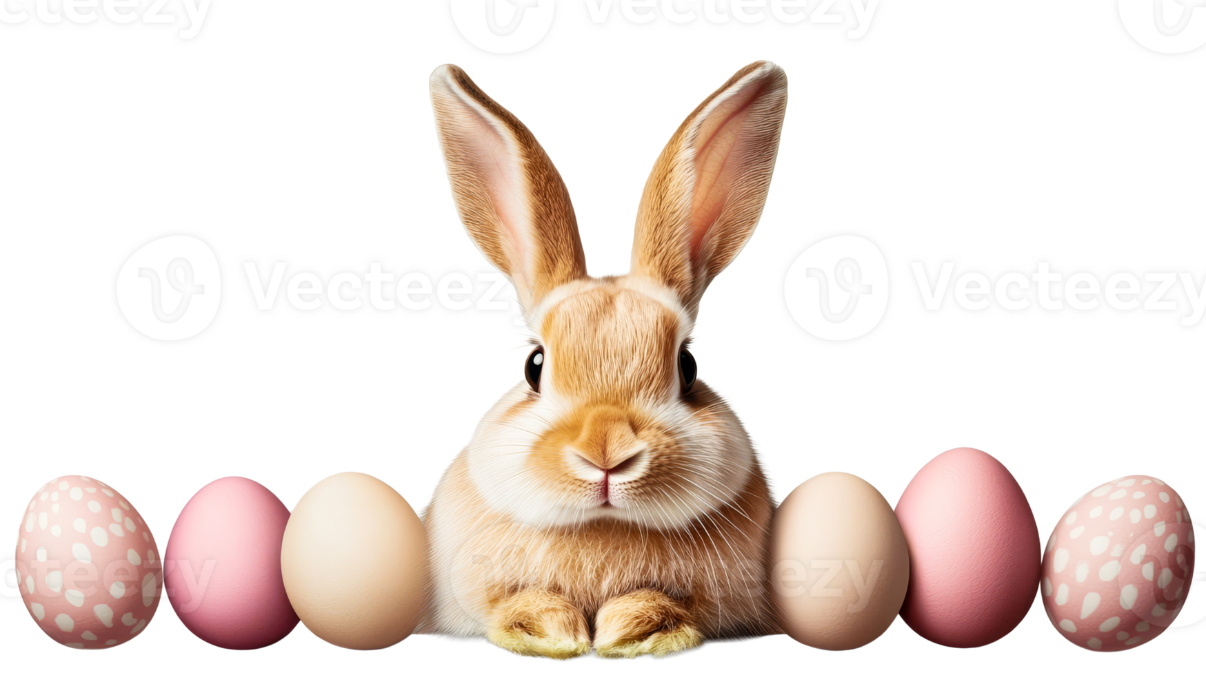 Easter Bunny with Eggs, Symbol of Spring Holiday, cut out transparent png