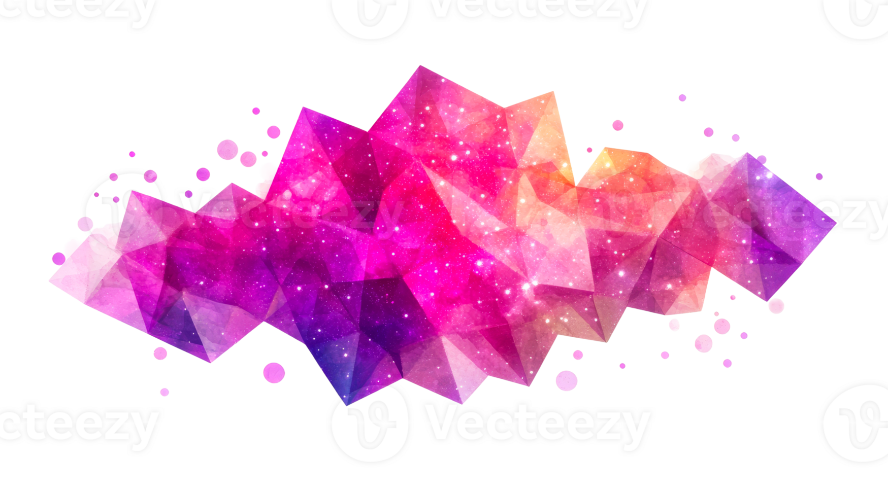 Abstract crystalline formation with galaxy pattern, cut out transparent png
